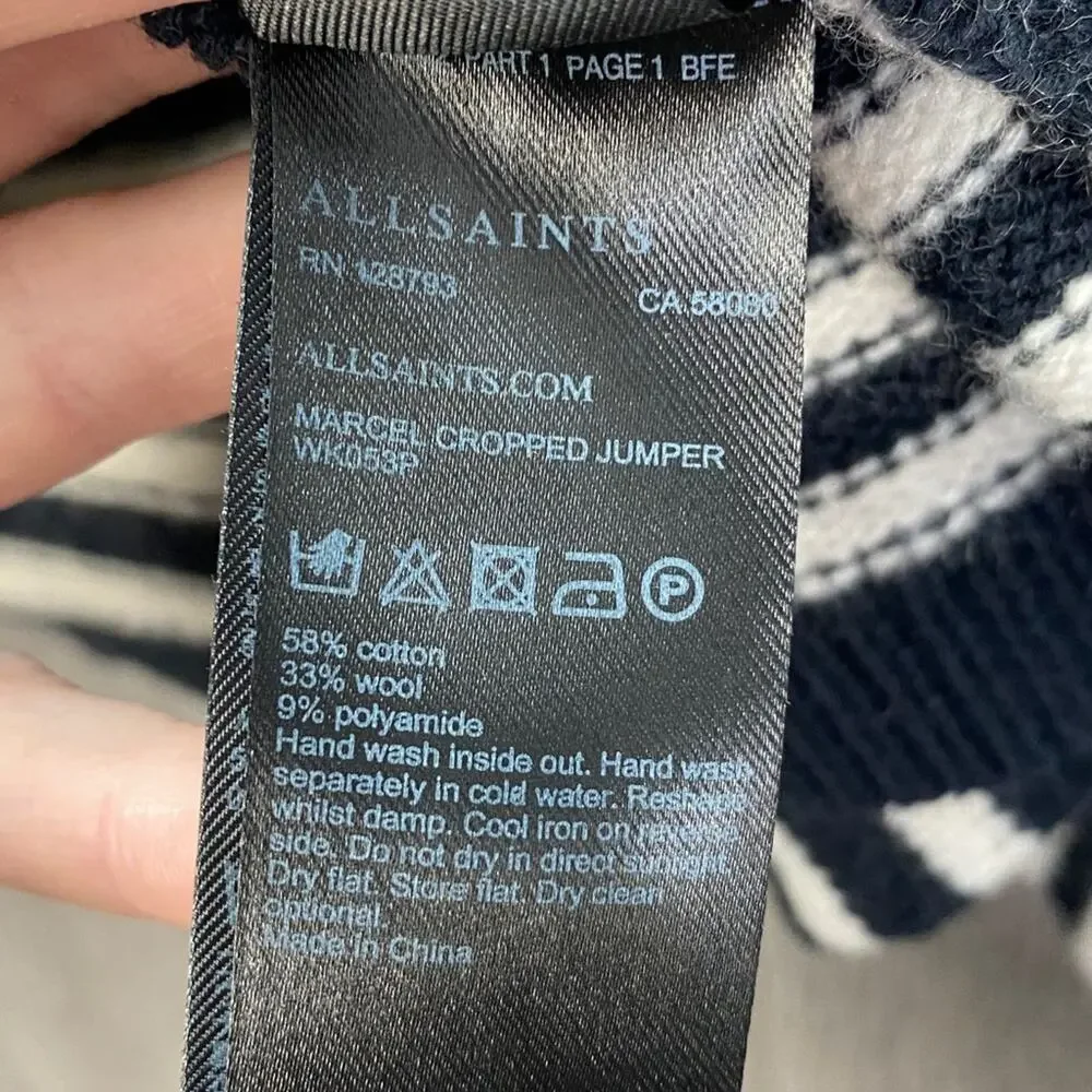 AllSaints Marcel Cropped Stripe Sweater in Women's Small - Picture 6 of 7